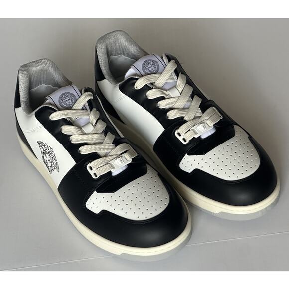 Versace Medusa Men’s Black/White Leather Sneakers 12 US (45) 1013377 IT NIB - Picture 3 of 16